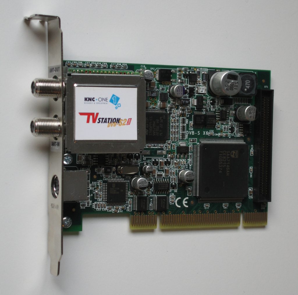 A DVB Card which can be connected to PCI port in mainboard of a PC or other compatible device